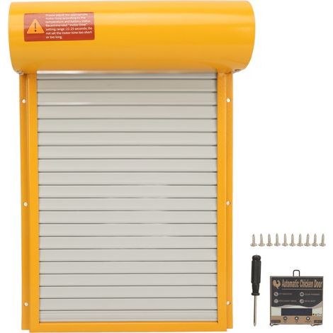 Automatic chicken coop door opener, battery-powered timer, LED display, yellow chicken coop door for farms (1/5)
