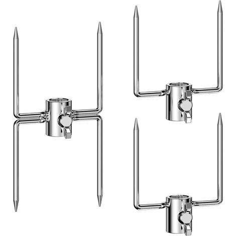 Kit de Fourchettes pour Tournebroche Électrique - Accessoire pour Rôtissoire Barbecue - Brochettes pour Broche Barbecue - Diamètre 16 mm - 3 Pièces (1/5)
