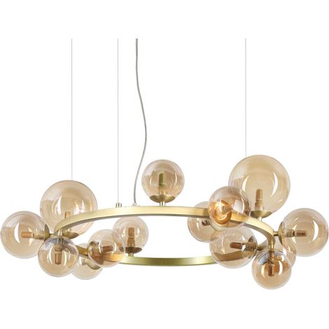 Lampadario A Sospensione Moderno Perlage Metallo Ottone 14 Luci G9 15W 3000K (1/2)