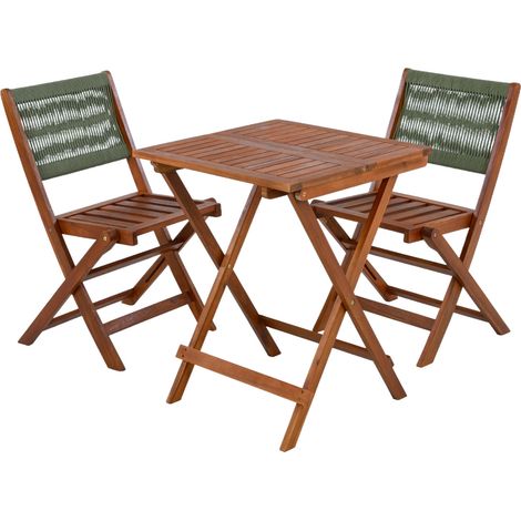 Set da balcone Narel Bistro con tavolo quadrato e 2 sedie pieghevoli in legno di acacia 7house (1/5)