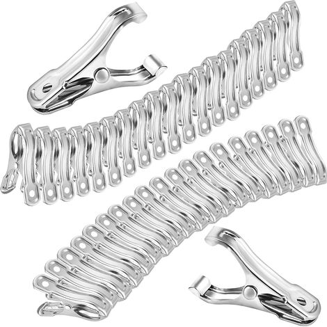 Confezione da 40 clip in acciaio inossidabile per serre da giardino, ideali per fissare reti, teli ombreggianti o coperture per piante sui pali da giardino.