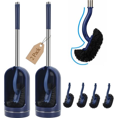 Brosse de WC avec Nettoyeur de Rebord,Brosses de Toilettes avec Supports (1/5)