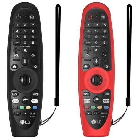 BUNTHAUS Étui de Protection 2PCS pour LG AN-MR600/MR650/MR18BA/MR19BA/MR20GA Magic Remote Control,Manchon de Télécommande en Silicone Antichoc Antidérapant avec Lanière (Schwarz + Rot)