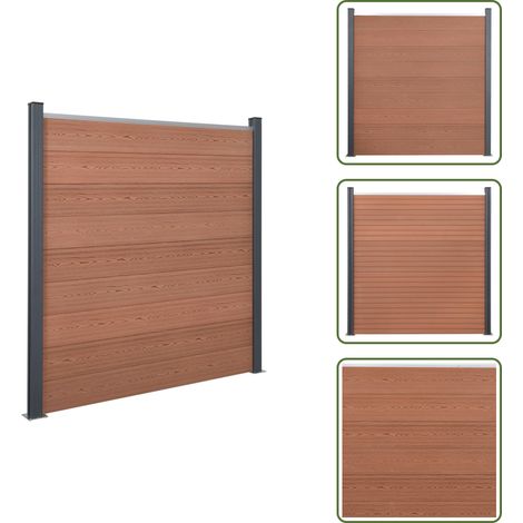 The Living Store Juego de paneles de valla WPC marrón 180x186 cm - Valla de madera y plástico