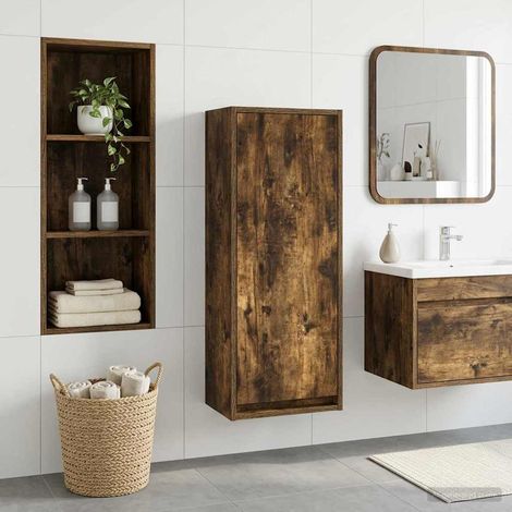vidaXL Mobile lavabo da parete Rovere Fumo 35 x 20 x 81 cm