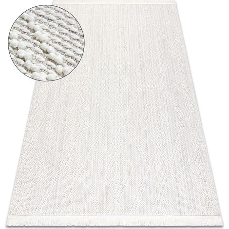 Tapis NANO EN14A Diamants, bouclé, tissé plat blanc white 120x170 cm