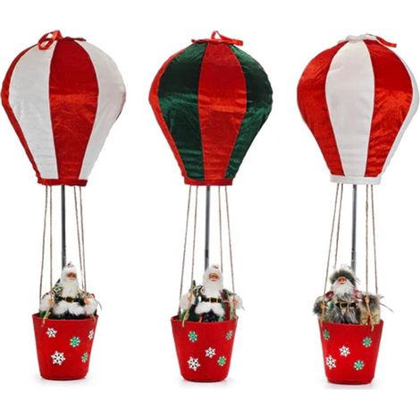 TRADE SHOP - Decorazione Natalizia Design A Mongolfiera Con Babbo Natale H80 Cm Per Casa Vetrina - (1/3)