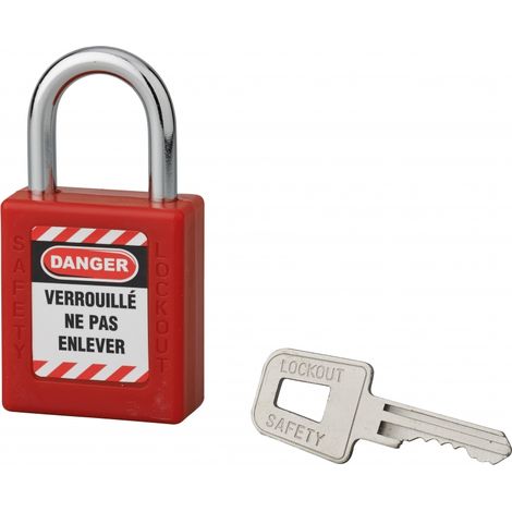 Lucchetto 40 mm con arco in acciaio  6 X 25 mm ROSSO, Lockout Tagout LOTO - THIRARD