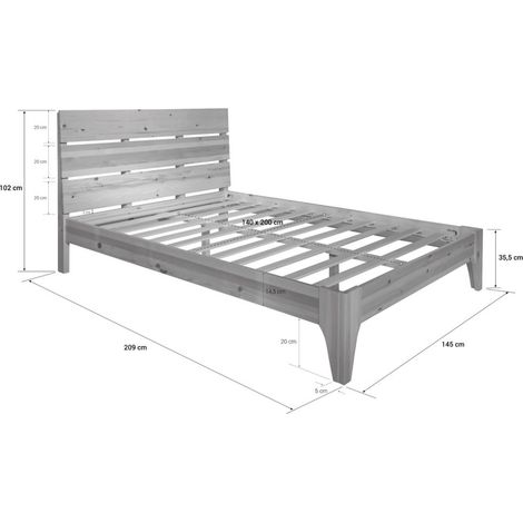 Letto piazza e mezzo in legno massiccio Natur con rete a doghe (1/5)