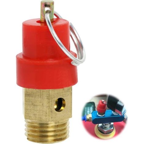 Soupape de sécurité pour compresseur d'air avec limitation de pression G1/4 filetage extérieur 115 PSI pression de réglage, 1 pièce (1/5)