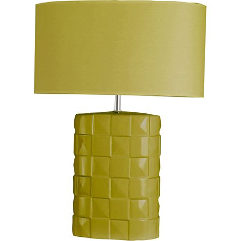 Lampe verte à poser en céramique Abat-jour tissu vert Ampoule LED (1/2)