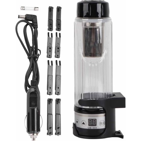 12V/24V 95W 420ml Elektrischer Wasserkocher fürs Auto, Reisebecher mit Heizfunktion, Flaschenhalter (Schwarz)