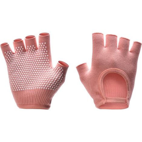 Gants de yoga pour femmes - Gants de yoga antidérapants - Gants d'entraînement respirants - Gants de sport antidérapants avec picots en silicone - Rose (1/5)