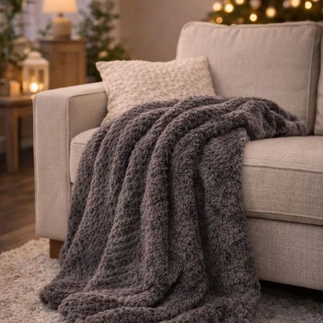 Plaid polaire gris 130x170 cm Doux, chaud et confortable (1/5)