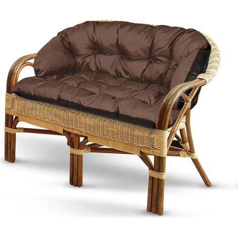 Cuscino da giardino 190x40 cm per divano o panca, impermeabile, marrone