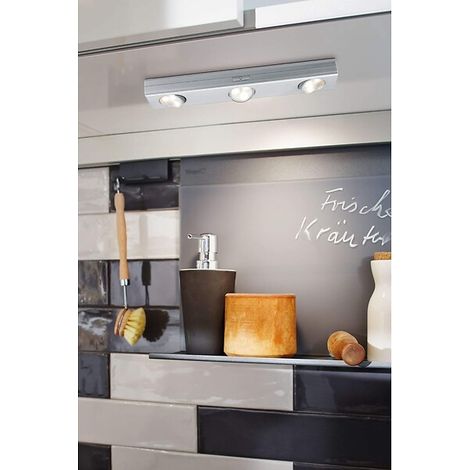 Paulmann – Réglette LED 3 spots orientables à pile AAA 3x0,18W – Flux lumineux 22LM – Couleur chaude 3000K – Installation facile sous meubles