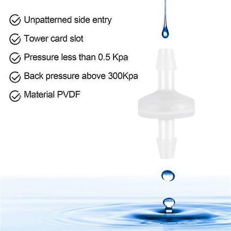 Clapet anti-retour en ligne 1/4 pouce (6 mm) en PVDF, lot de 8. (1/5)