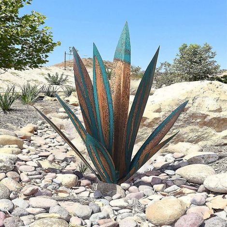 Sculpture rustique de tequila, agave en métal peint à la main rustique, statue de décoration d'art de jardin, décoration de maison pour piquets de cour, décoratio-DELKEVIC (1/3)