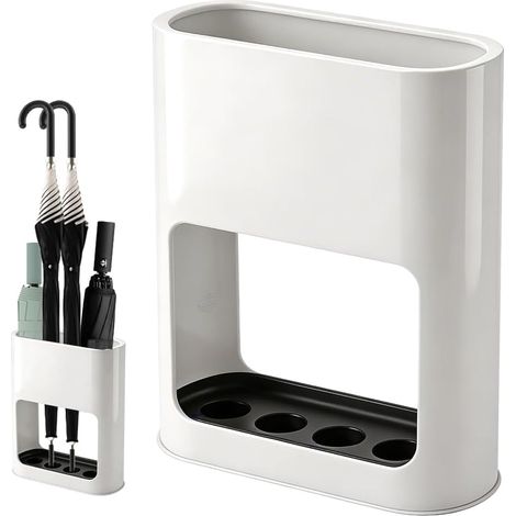 Porte-parapluies avec bac Amovible – Support intérieur 4 emplacements pour parapluies Longs/Courts, 28 × 21,8 × 9 cm, Plastique résistant (1/5)