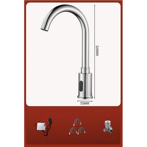 Capteur de robinet : Robinet de Salle de bain Capteur Infrarouge Pour Salle de Bain - Robinet de salle de bain automatique avec boîtier de commande - Mélangeur de température (1/5)