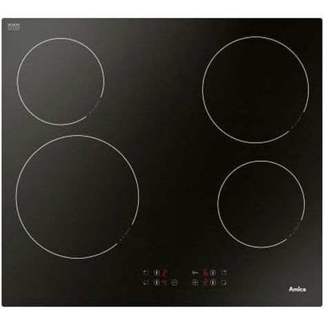 Amica Placa Cerámica Elegante Negra 4 Zonas 6,5 kW
