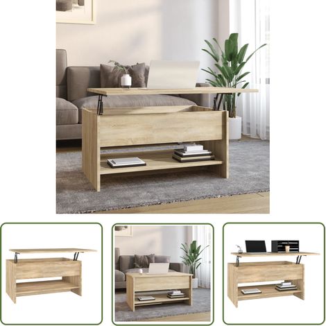 The Living Store Table basse Chêne sonoma 80x50x40 cm Bois d'ingénierie - Table Basse - Meuble Salon - Table D'appoint - Design Moderne - Bois D'ingénierie (1/5)