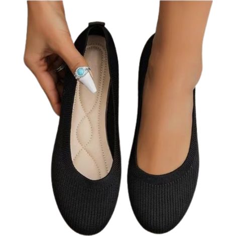 1 paire Chaussures de travail pour femmes, maille respirante, semelle plate, bout peu profond, noir, pointure 43 (1/5)