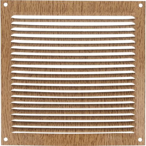 Grille de ventilation carrée en Aluminium Grilles d'aération pour sortie d'air Idéal pour plafond de cuisine et de salle de bain Dimensions : 170 x 170 mm Couleur: Bois (1/5)