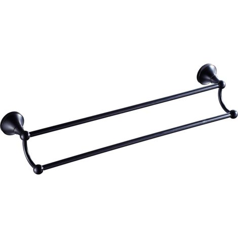 Porte-serviettes double barre en laiton noir haute stabilité avec surf (1/5)