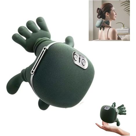 Masseur Shiatsu portable sans fil - ZHUODIKE - 4D bionique - Chauffant double zone - Pour cou et dos - Vert (1/5)