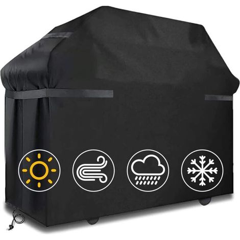 Housse de barbecue étanche 145 x 61 x 117 cm Tissu Oxford 420D résistant aux intempéries Protection UV Avec sangles et sac de rangement- (1/4)
