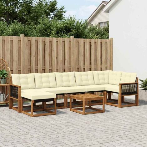 vidaXL Ensemble de canapés d'extérieur 8 pcs Naturel et Crème (1/5)