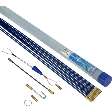 Kit de tire-câbles – 10 mètres, 4 mm de diamètre – Kit de 15 pièces comprenant 10 tiges en fibre de verre de 1000 mm, un tire-câble de traction et un tube de rangement (1/5)