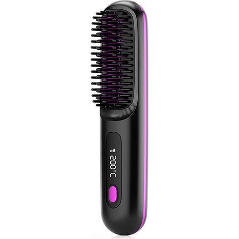 Brosse Lissante Sans Fil, Mini Lisseur Cheveux Sans Fil, Brosse Chauffante Lissante, Lisseur Barbe Homme USB Rechargeable, Lisseur (1/5)