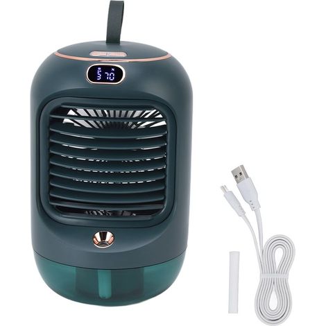 Mini humidificador de aire con aromaterapia, 3 velocidades, 5 aspas, alimentación USB, luz y función de humidificación - KZQ (1/4)