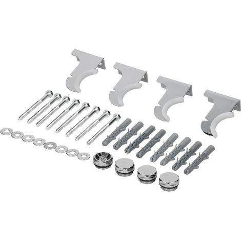 ECD Germany Support de Fixation pour Radiateurs Design Stella, Chrome, Matériel de Montage, Accessoires Kit de Suspension Mural Chauffe-Serviettes et Sèche-Serviette Salle de Bain