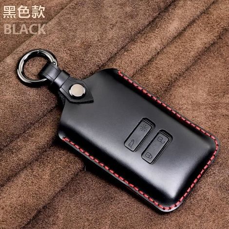 Coque clé,Étui en cuir véritable pour voiture, pour Renault KOLEOS Kadjar 2016, 2017, QM5, housse de carte à 4 - Type C black (1/4)