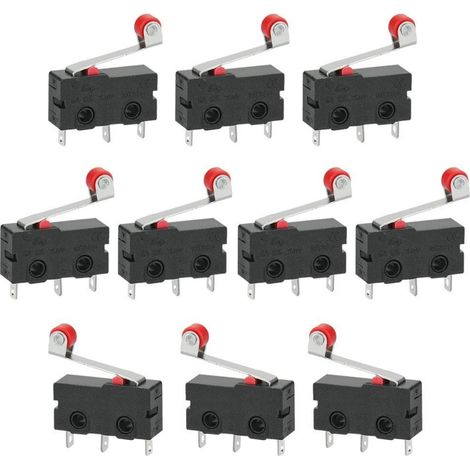 Micro Switch - Roller Lever - 250 V 5 A - SPDT 1NO 1NC - 3 Pin - Black - 10 pcs (1/5)
