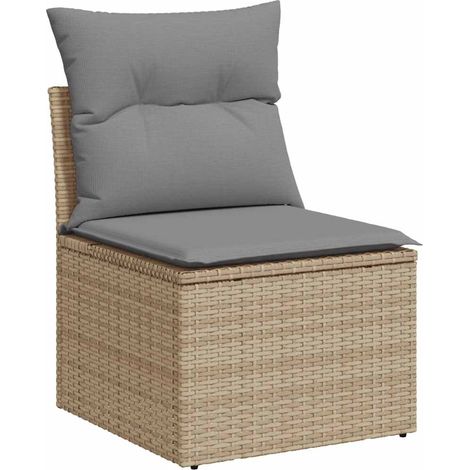 Gartensessel ohne Armlehnen mit Kissen Beige Poly Rattan vidaXL