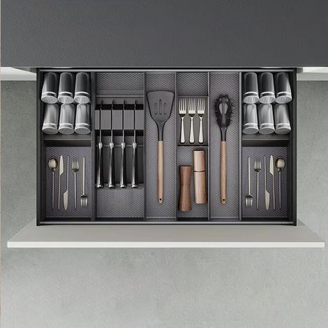 Emuca Orderbox porte-couteau gris anthracite 150x470 mm (1/6)