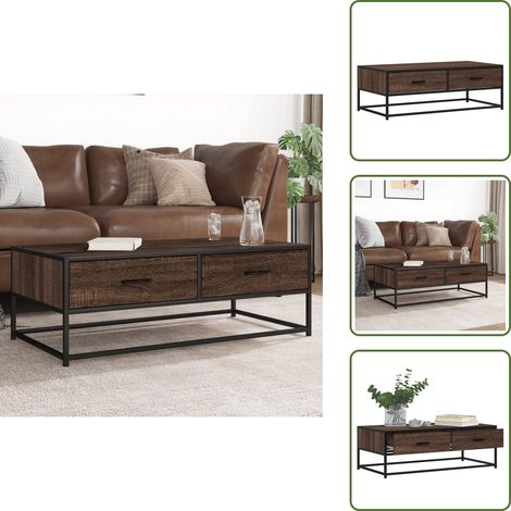 vidaXL Table basse chêne marron 100x50x35cm bois d'ingénierie et métal (1/5)