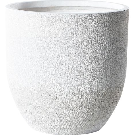 Cache-Pot d'Extérieur Ovale 46 x 46 x 46 cm en Fibre d'Argile Blanc Kannia