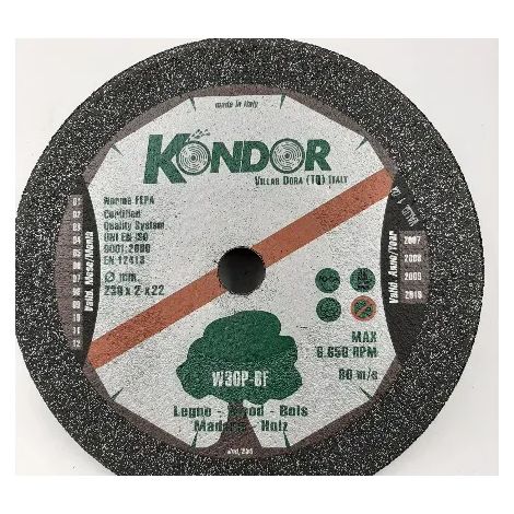 DISCO ABRASIVO KONDOR PER LEGNO D.230X2X22 mm