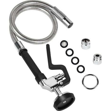 Tuyau de prérinçage avec valve de pulvérisation, tuyau de pulvérisation de 96,5 cm (38 pouces) pour lave-vaisselle professionnel avec tête de pulvérisation pour robinet de restaurant commercial - Noir (1/5)
