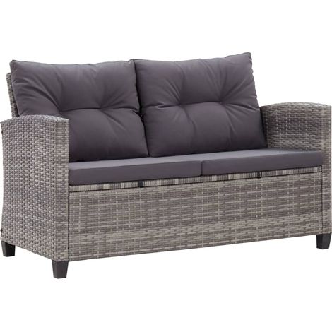 Vidaxl – Canapé de jardin 2 places en poly rotin – Coussin épais – Résistant aux intempéries – Cadre en acier – 124 cm – Design élégant