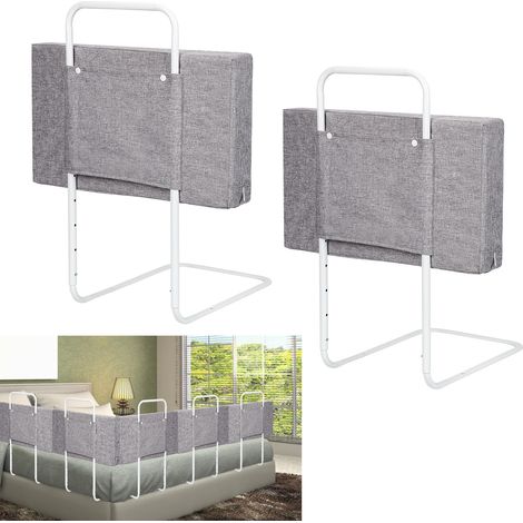 TolleTour Set da 2 sponda letto bambini 50 cm, protezione anticaduta regolabile, lino (1/5)