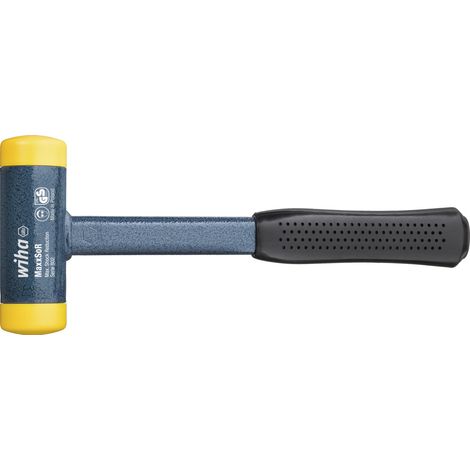 Wiha Martillo de cara blanda sin contragolpe, semiduro con tubo de acero, cabezal redondo 60, 375 mm (02128)