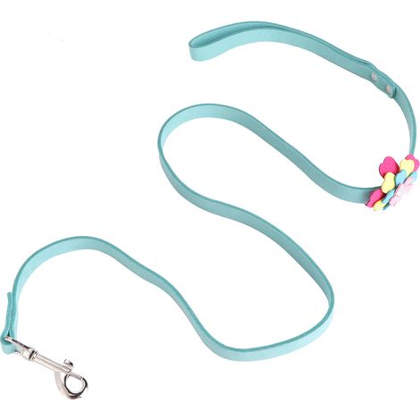 Laisse de traction pour chiot avec motif floral (bleue) (1/5)