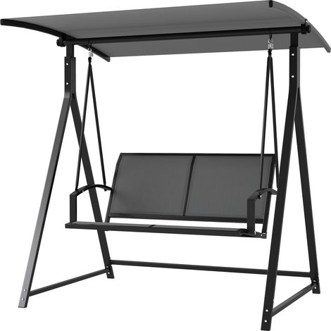 Balancelle de jardin 2 places avec auvent ajustable charge 220 kg gris 160x112x162 cm (1/5)