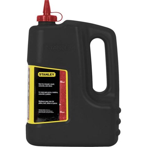 Tiza de Marcar Roja Stanley 1 kg, para albañilería, impermeable, ligeramente soluble, excelente adherencia y visibilidad, botella de plástico resistente con dispensador cónico